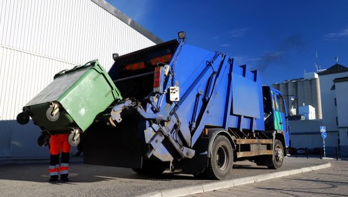 Construction site with waste materials ready for clearance